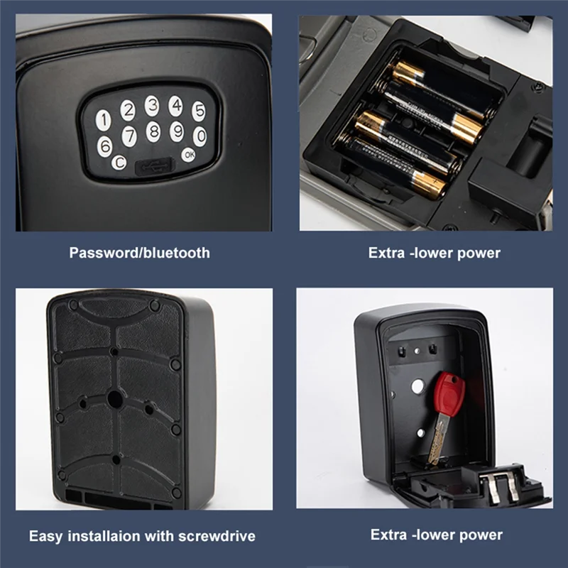 SUNRI-TUYA Smart Key Box Bluetooth Storage Lock Box Smart Life App Wall Mount Security Anti-Theft Lockbox