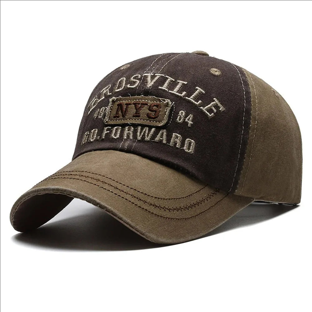 Men's Baseball Cap Casual Do Old Washed Cotton Alphabet Embroidered Caps Curved Roof Dome Sun Protection Hats