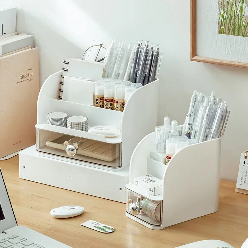 Makeup Organizer with Drawer, Cosmetic Desk Storage Box, Skincare Organizers for Dressing Table, Bathroom Counter Vanity Holder