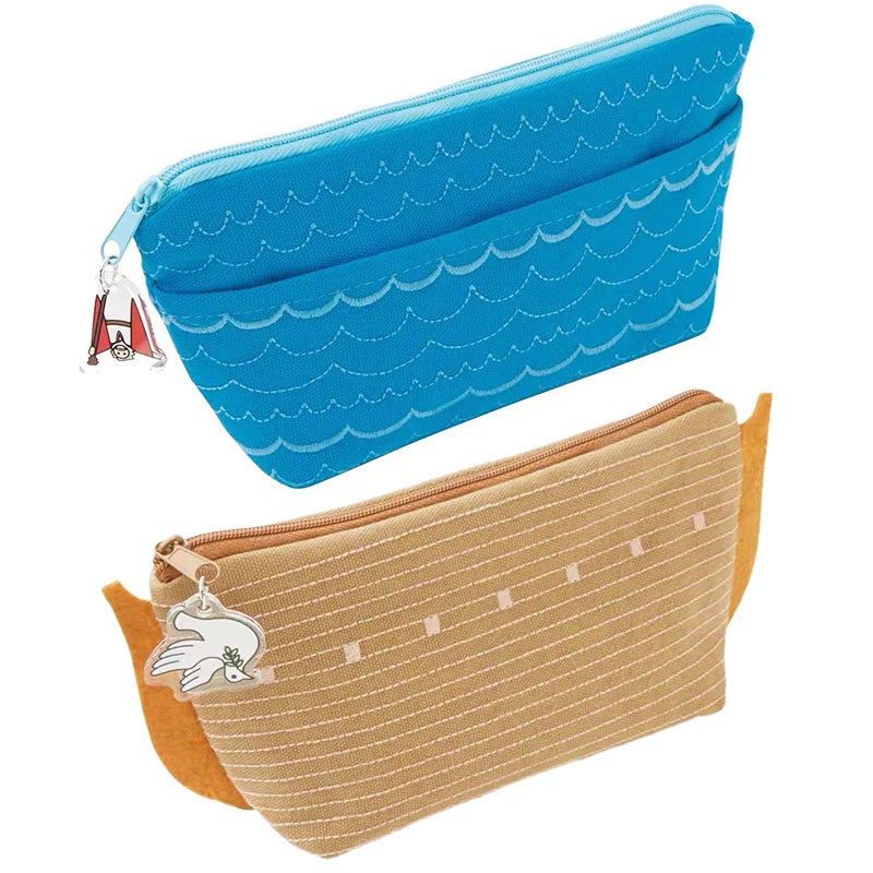 School Supplies Storage Bag with Whimsical Aquatic Art; Creative Large Capacity Cartoon Oceanic Cosmetic Pouch