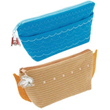 School Supplies Storage Bag with Whimsical Aquatic Art; Creative Large Capacity Cartoon Oceanic Cosmetic Pouch