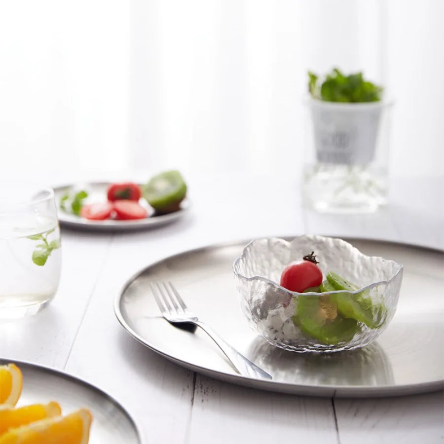4pcs stainless steel silver plates, Korean style grilled meat plates, household circular trays, bone plates, cake plates