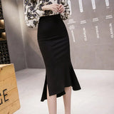 Skirts for Women Black with Slit Irregular High Waist Woman Skirt Cheap Summer 2025 Luxury Elegant Modest Trend Clothing V Chic
