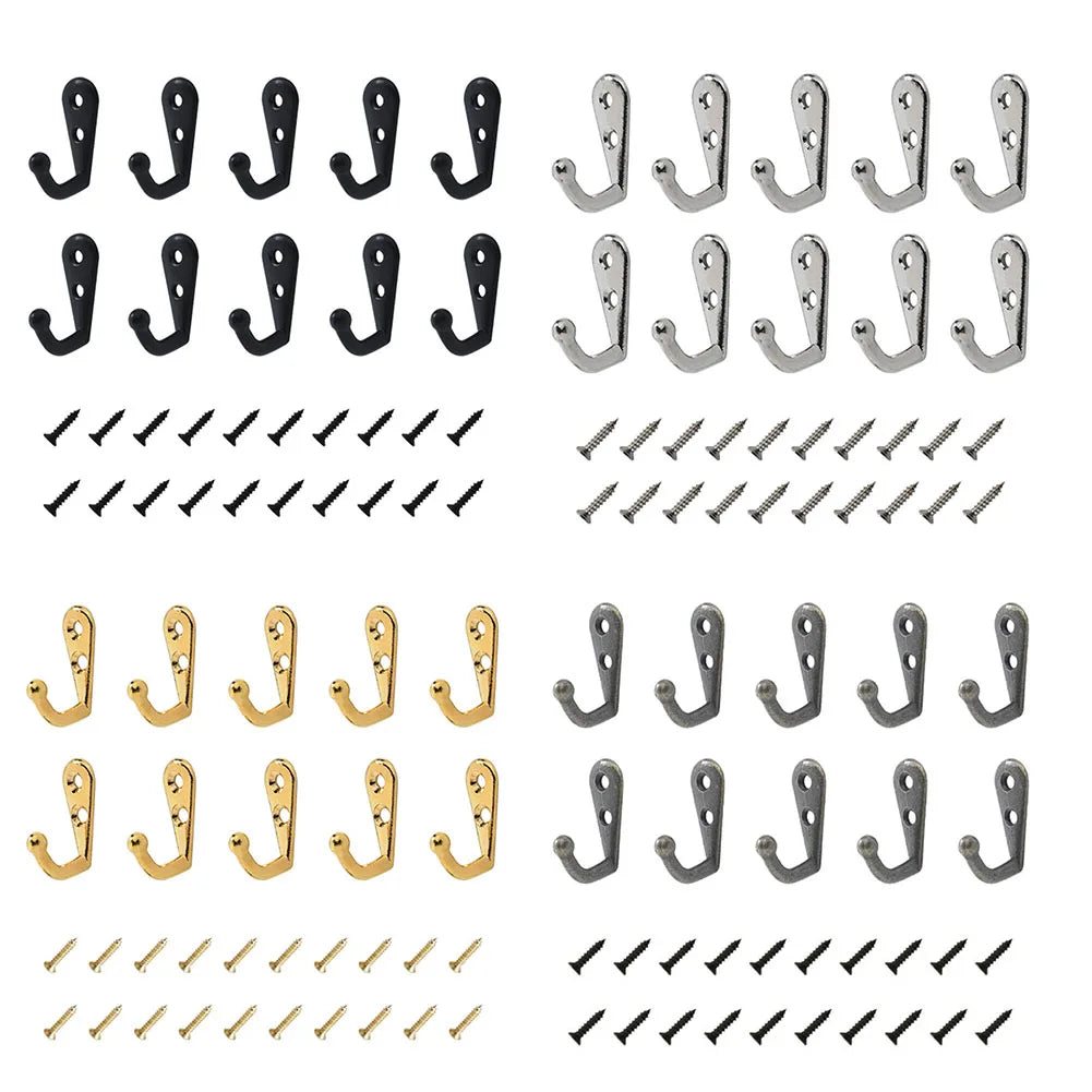 10PCS Retro Wall Hooks Hangers Door Wall Mounted Coat Hooks With Screws Suction Heavy Load Rack For Kitchen Bathroom Accessories