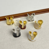 Retro Irregular Glossy Glazed Metal Open Ring for Women