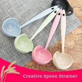 2 in 1 Creative Soup Spoon Long Handle Spoon Creative Spoon Strainer Spoon Cooking Tools Kitchen Wheat Straw Soup Spoon
