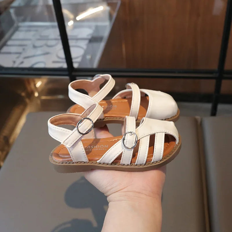Girls School Sandals Summer New Kids Causal Gladiator Sandals Toes-covered Children Fashion Woven Flat Sandals Trend Soft Bottom