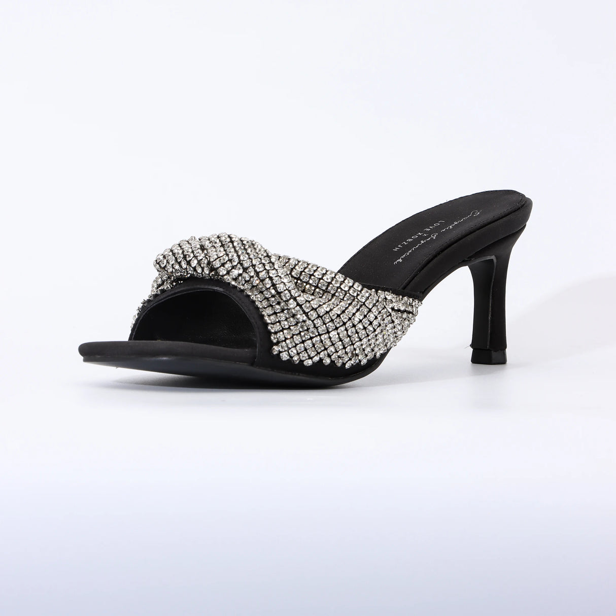 Rhinestone Sandals Black Heels for Women Luxury Shoes 2024 Designer Sandals Wedding Evening Dress Stripper Heels