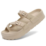 Kidmi Pillow Sandals for Women Men Thick Sole Adjustable Buckles EVA Flat Sandals Summer Women Sandals Nonslip Cloud Sandals