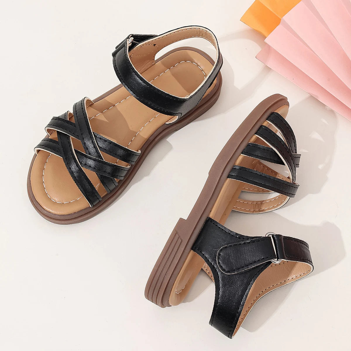 Girls sandals new summer medium and large children princess shoes soft sole shoes