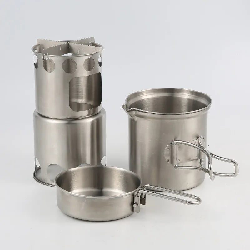 Popular Camping Steel Wood Stove Cooking Pot Optional