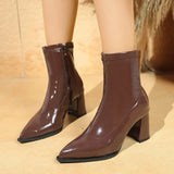 Elegant French Pointed High Heels for Women Autumn Season Hot Sale New Style Lightweight Wear-resistant Thick Heel Short Boots