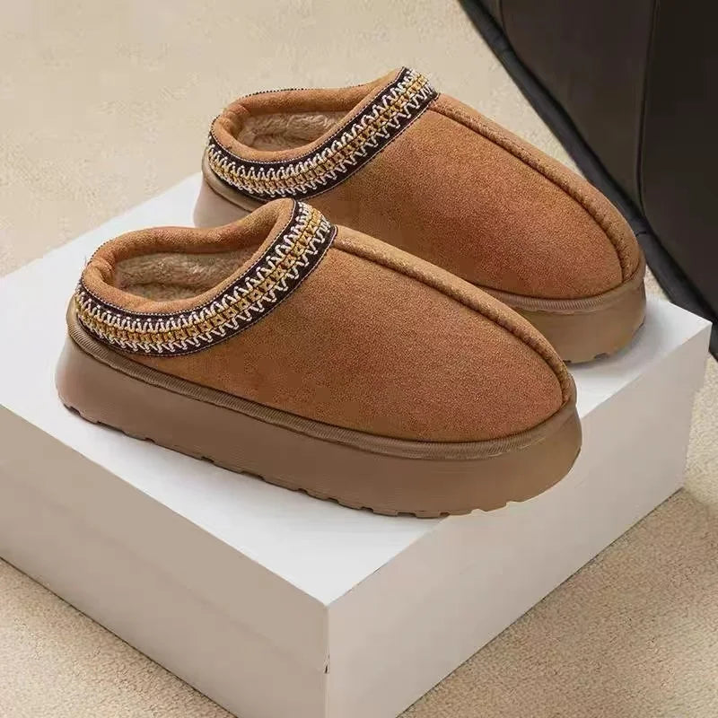 Platform Fluffy Slippers Women/men House Flats Fashion Plush Winter Shoes Ladies Home Elegant Casual Footwear Large Size