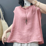 Sleeveless Blouse for Women New Summer Style Round Neck Design Fashionable Loose Thin Top