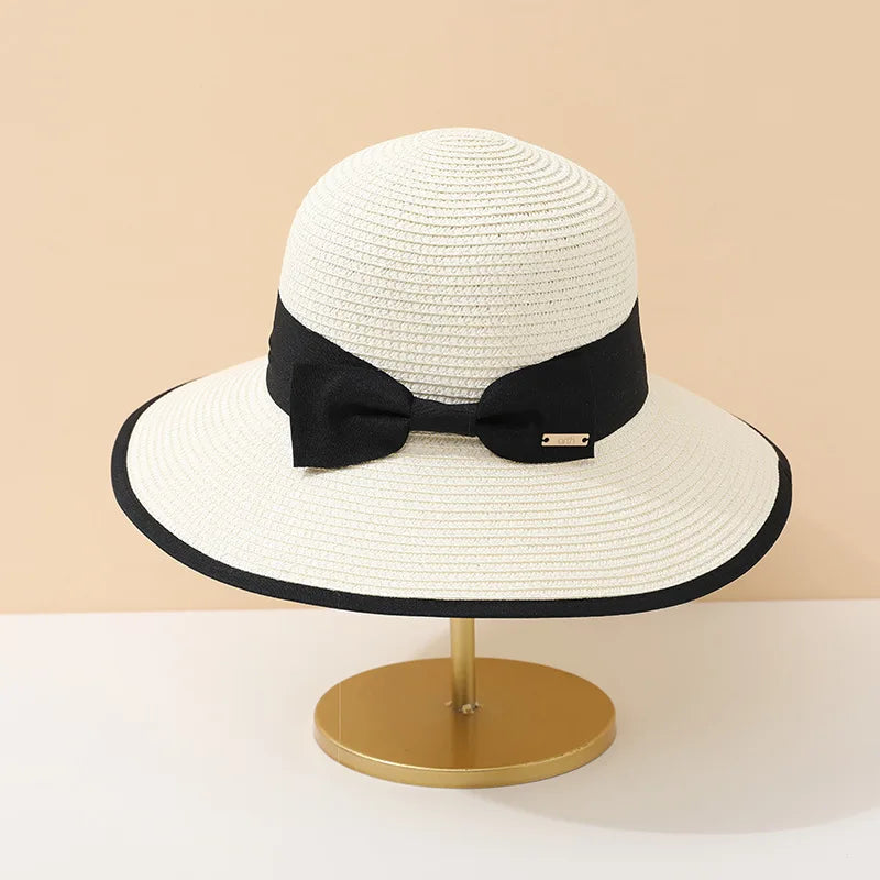 Summer Beach Hat for Women Casual Lady Style Flat Bowknot Straw Cap Fashion Outdoor Panama Girls Sun Protection Chapeu Feminino