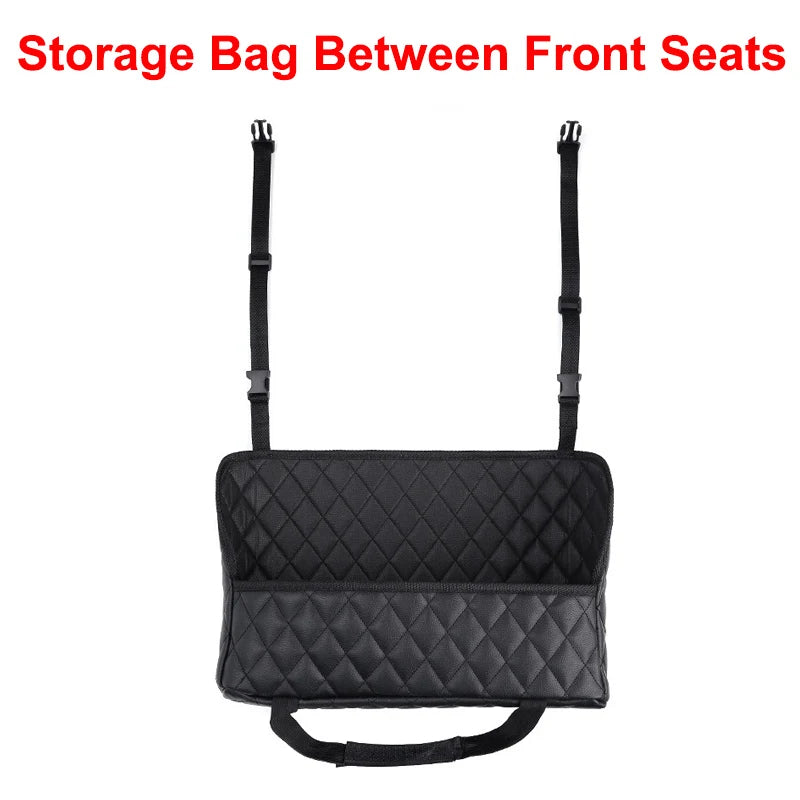 Universal Car Storage Organizer Bag Between Seats Hanger Storage Box Leather Trash Can Dustbin Phone Pocket Auto Accessories