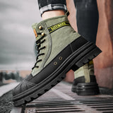 Men's boots four seasons high-top casual boots canvas boots soft-soled non-slip thick-soled outdoor boots fashion tooling boots