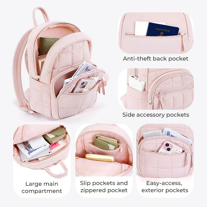 BAGSMART Womens Backpack Large Capacity School Bag Japanese Style Waterproof Nylon College Bag for Student Travel Laptop Bag