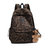 Leopard print Woman Backpack School Book Bags For Teenage Girls Boys Harajuku Female College Bag Student Lady leisure BagPack