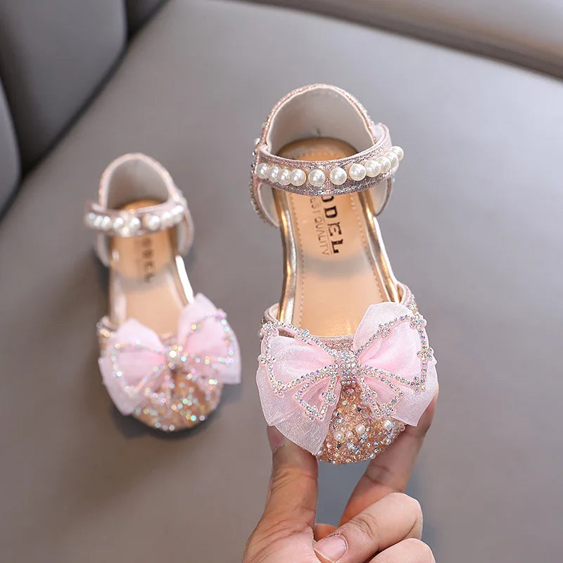 Summer Children's Sequins Sandals Sweet Girls Sandals Rhinestone Bow Sandals Fashion Kids Princess Shoes J318