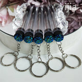 10pcs Disposable Eyelash Brush With Tube Applicator Eyelash Extension Makeup Brush With Keychain Gold Keychain Silver Keychain