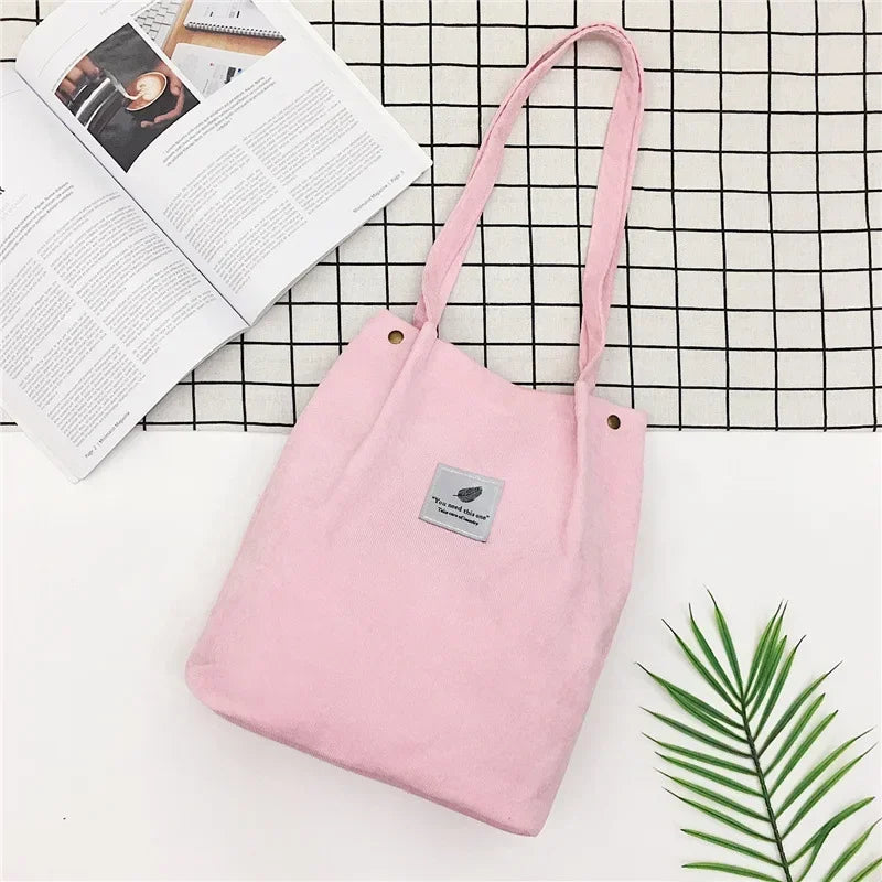Bags for Women 2021 Corduroy Shoulder Bag Reusable Shopping Bags Casual Tote Female Handbag for A Certain Number of Dropshipping