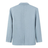 MOOIRUE Women's Faux Suede Jacket Spring Flap Pocket Yellow Blue Coat Loose Straight Blazer For Women