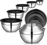 Stainless Steel Mixing Bowls Set, 5 Piece Metal Mixing Bowls with Lids Set for Kitchen, Baking, Prepping, Cooking