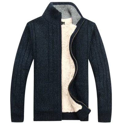 Men's Winter  Sweater Male Clothes Thick Fleece Casual Cardigan Knitted Sweater for Men Coat Warm 2021