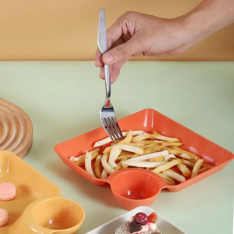 A set of 4 plastic platters, potato chip plates, sturdy snack plates, sushi plates, 7.3 '' X 6.6 '' restaurant plates