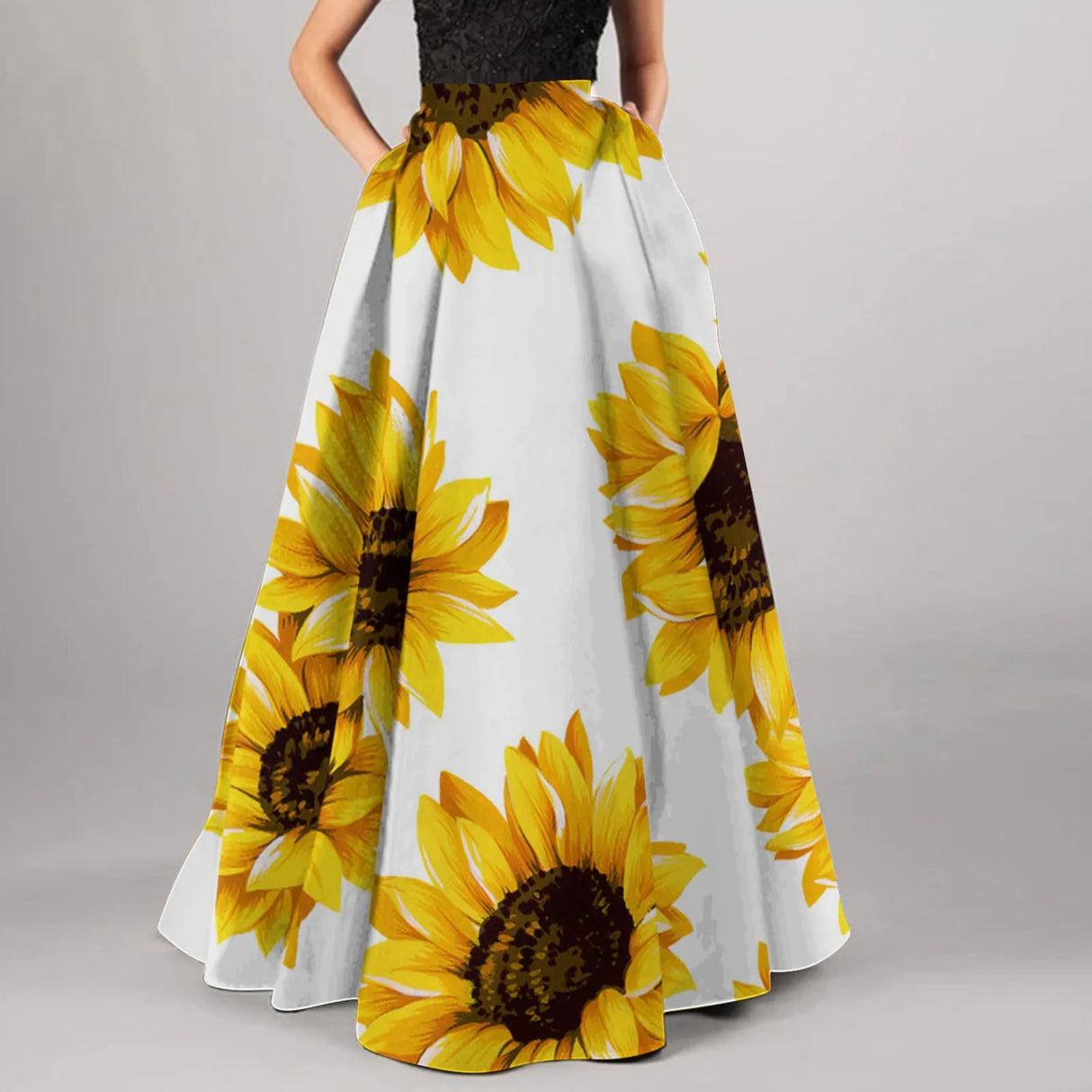 Bohemian Floral Print Maxi Skirts For Women High Waist Party Beach Pocket Long Pleated Skirts For Women Plus Size Юбка Женская