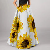 Bohemian Floral Print Maxi Skirts For Women High Waist Party Beach Pocket Long Pleated Skirts For Women Plus Size Юбка Женская