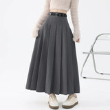 Fashion Skirts for Women Elegant Skirts with Belt Women Pleated Skirts Vintage Long Skirts for Women Clothing Female Streetwear