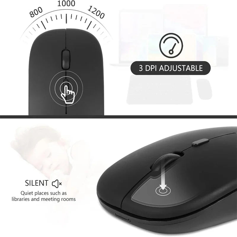 Wireless Mouse Bluetooth-Compatible Gaming Mouse (Dual Mode:BT+2.4Ghz) Ergonomic Rechargeable Mice for PC/Laptop/Macbook  ï»¿
