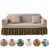 Sofa Cover for Living Room Thick Ruffled Seersucker Elastic L Shaped Corner Sofa Cover 1/2/3/4 Seater Cover for Sofa