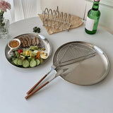 4pcs stainless steel silver plates, Korean style grilled meat plates, household circular trays, bone plates, cake plates