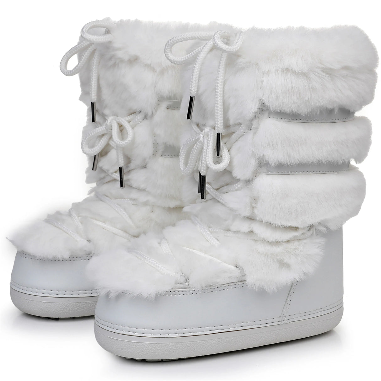 y2k Black Fur Boots for Women Snow Boots 2025 Winter Faux Fur Boots Fluffy Fuzzy Furry Faux Fur Boots Waterproof Mid-calf Boots