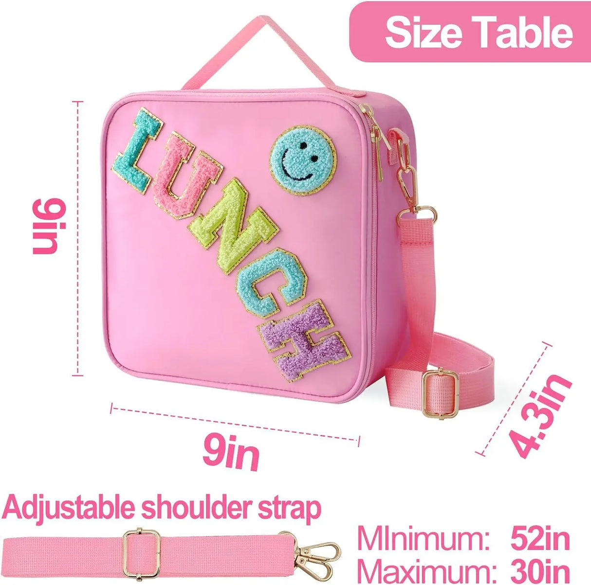 Lunch Bag Insulated  Aluminum Film Lunch Box With Adjustable Shoulder Strap Reusable Lunch Tote Bag for Work Picnic Camping
