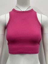 2023 Summer Solid Color Sleeveless T Shirt Women's Side Hole Knitted Tops Knitted Tops Basic Wear Streetwear