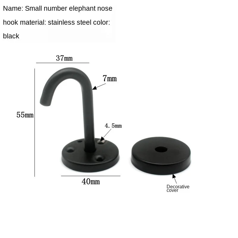 Black Stainless Steel Wall Hook Heavy Duty Fixed Pad Eye Plate Deck Door Buckle U/J-Shaped Heavy Duty Ceiling Mount Hanger
