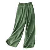 Fashion Full Length Casual Pants for Women Cotton Linen Wide Leg Pants Solid Summer Pants Female Loose High Waist Straight Trous