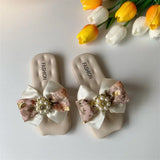 Bow Tie Girls' Slippers Non Slip and Breathable Girls Slippers 3-10 Years Old Versatile Princess Style Children Outdoor Slippers