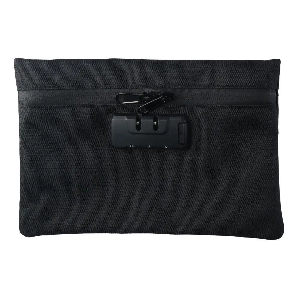 Portable Money Bag With Lock Black Locking Accessories Pouch Security Bag for Cash Combination Lock with Zip Document Bag Travel