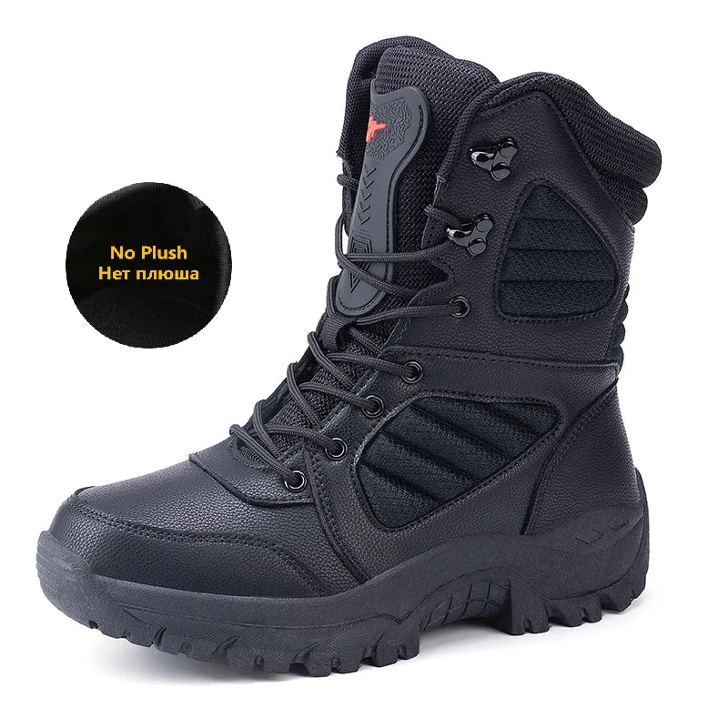 New Warm Plush Snow Boots Men Lace Up Casual High Top Men's Boots Waterproof Winter Boots Anti-Slip Ankle Boots Army Work Boots