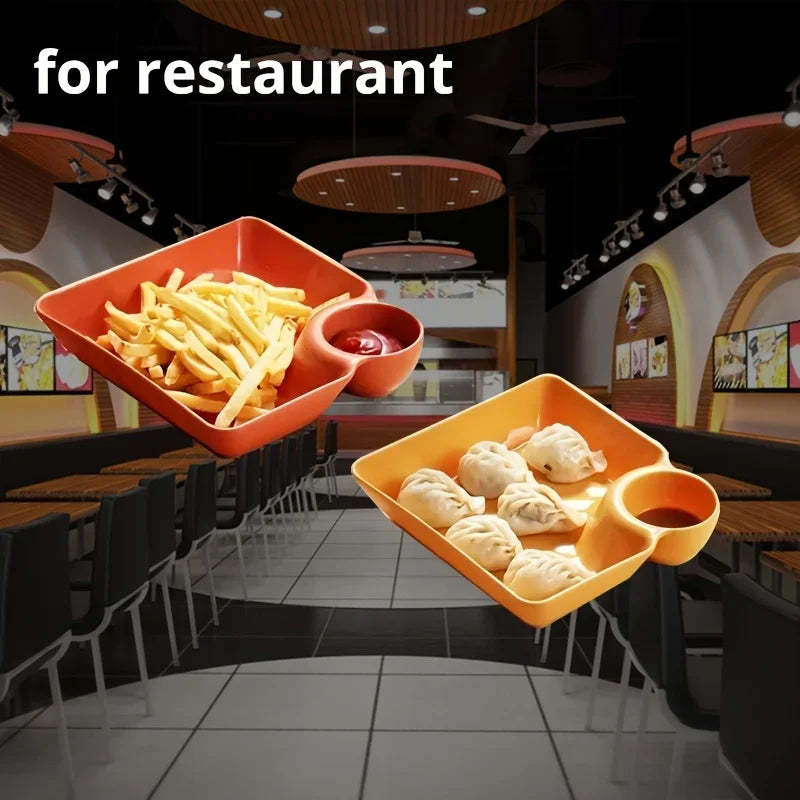 A set of 4 plastic platters, potato chip plates, sturdy snack plates, sushi plates, 7.3 '' X 6.6 '' restaurant plates