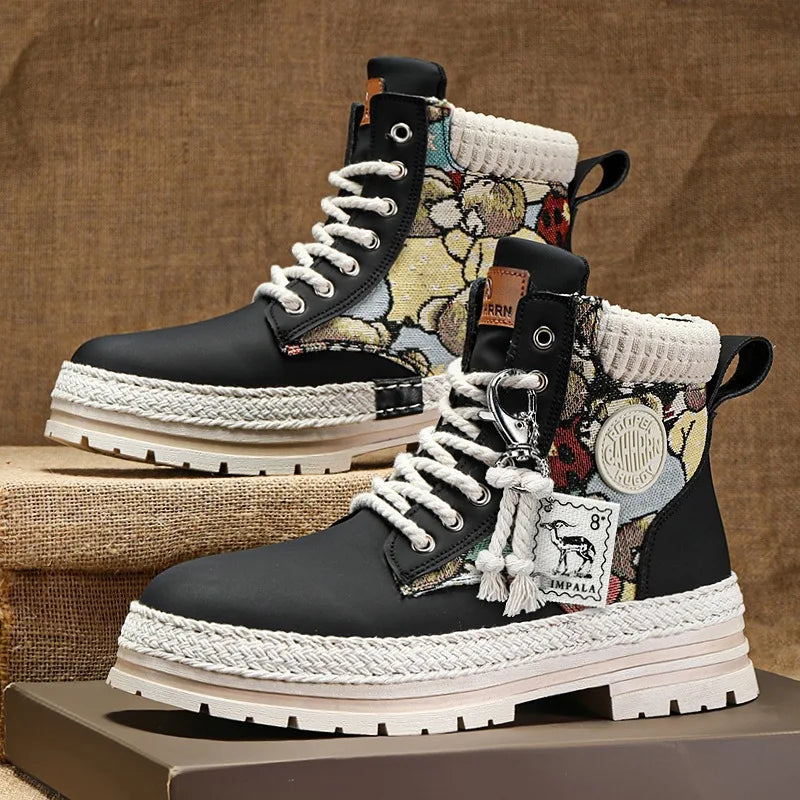 New Men's Winter Boots Outdoor Platform Boots 2023 Designer Men's Shoes Comfortable Desert Boots Street Style Motorcycle Boots