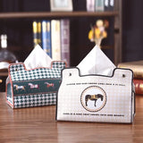 Retro Furniture Tissue Box PU Leather Tissue Case Napkin Holder Storage Container Car DesktopTissue  Storage Box Napkin Holder