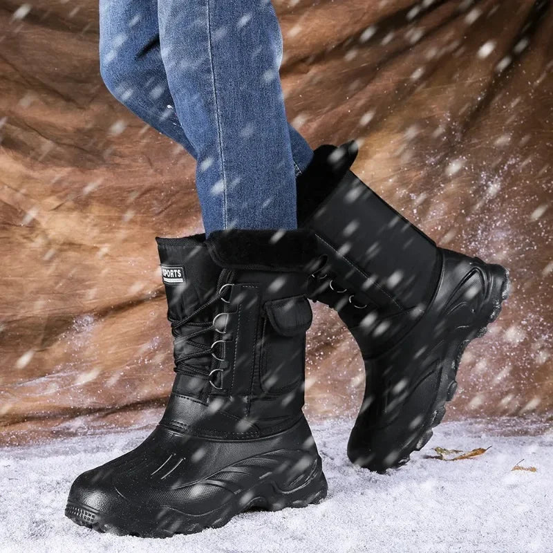Winter Men's Outdoor Boots Warm Waterproof Snow Boots for Men Fishing Boots Men's Non-slip Hiking Boots Male Sneakers Work Boots