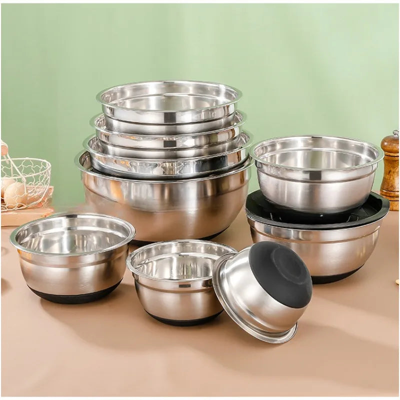 Salad Bowl Mixing Bowls with Lids and Non Slip Bases Stainless Steel Mixing Bowls Set for Baking Nesting Storage Bowls