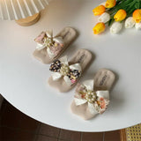 Bow Tie Girls' Slippers Non Slip and Breathable Girls Slippers 3-10 Years Old Versatile Princess Style Children Outdoor Slippers